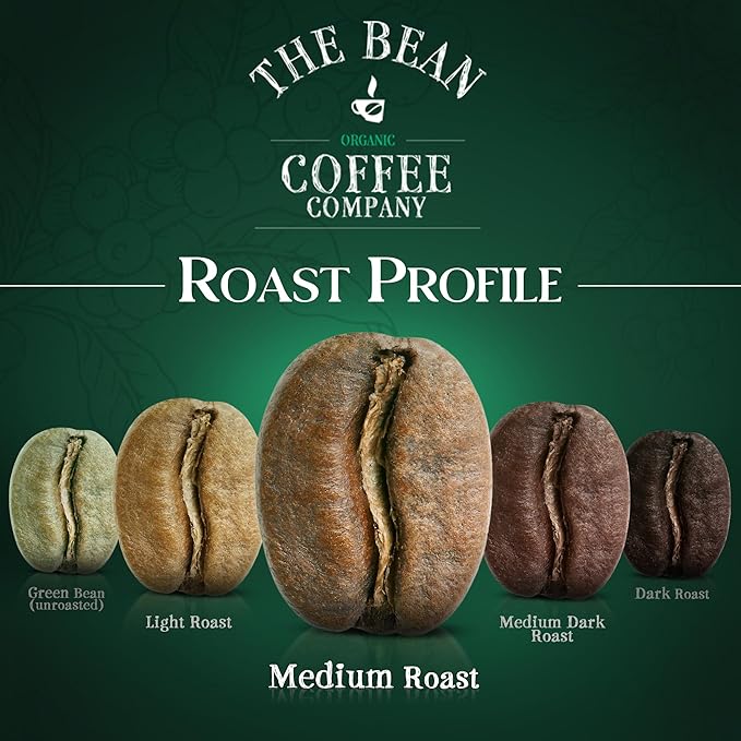 The Bean Organic Coffee Company Chocolate Macadamia Nut, Medium Roast, Ground Coffee, 5-Pound Bag, Caf챕 molido tostado org찼nico