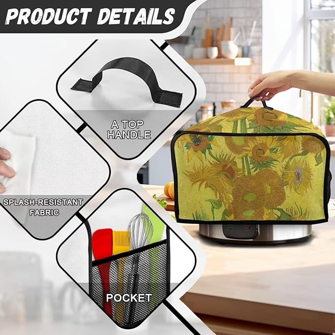 Van Gogh Paintings Slow Cooker Cover Compatible with Crock-Pot 6-8 Qt Slow Cookers Cover Oval Dust Protection Appliances Cover Machine Washable