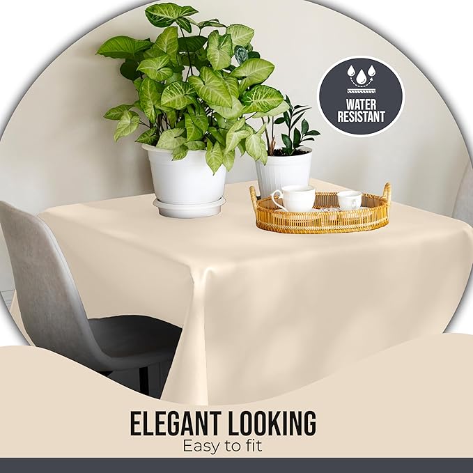 Party Solids 12-Pack Ivory Square Plastic Disposable Tablecloth ??Size: 52 횞 52 Inches ??Square Table Cover for Parties, Picnics & Formal Events