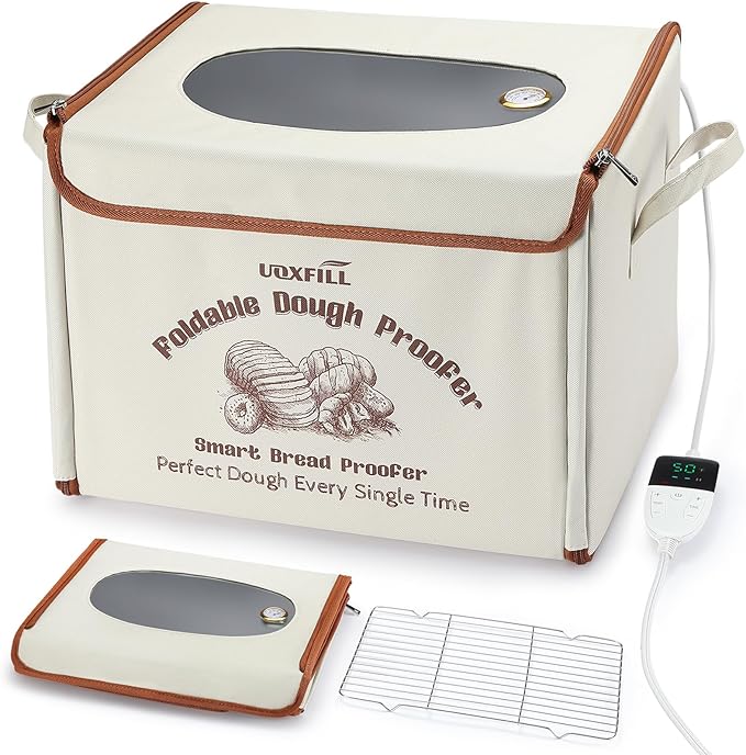 Folding Bread Proofing Box with Temp Control(50-122?? & 48H Timer, Dough Proofer with Metal Rack, Proofing Box for Sourdough, Bread Baking, Pizza, Yogurt, Kombucha, Space-Saving & Easy to Use