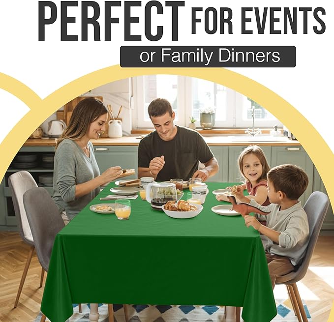 Exquisite 66% Thicker Premium Plastic Table Cloth Rectangle Table Cover 0.5 Mil 24 Pack Emerald Green Table Cloth 54 Inch x 108 Inch Disposable Tablecloth Won't Tear Easily Like Cheap Thin Brands