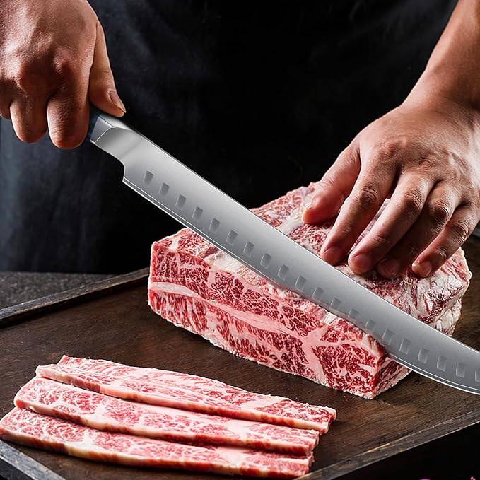 Carving Knifeï¼?1.6 Inch Brisket Slicing Knife, Japanese High Carbon Steel Butcher Knives with VG10 Steel Core & G10 Handle, Full Tang Ultra Sharp Meat Cleaver for BBQ, Turkey, Roast, Brisket
