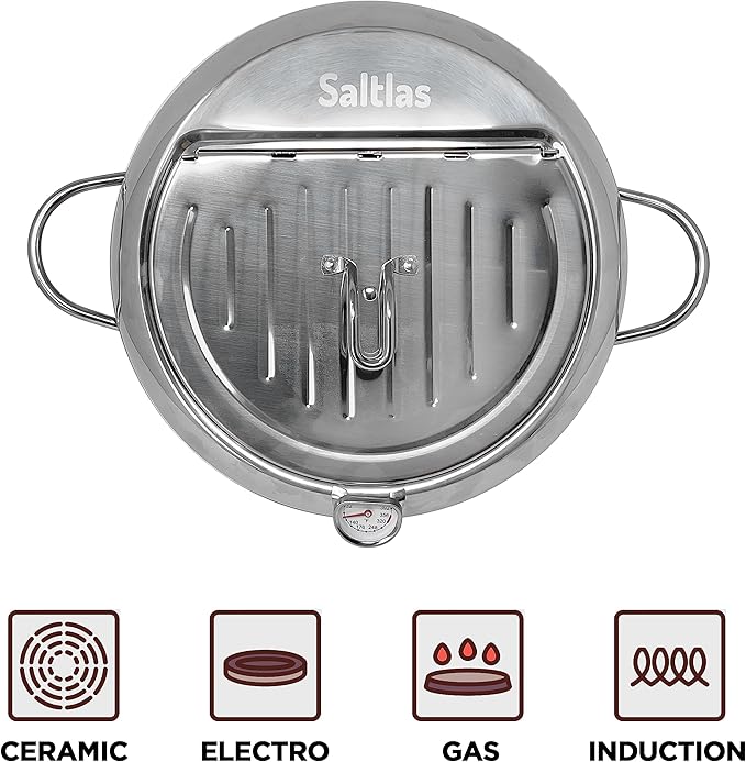 Deep Fryer Pot (째F), 11"/4.4Qt (4.2 L) Extra Large Tempura Frying Pot with Lid, 304 Stainless Steel Fry Pot with Fahrenheit Thermometer and Oil Drip Drain Rack