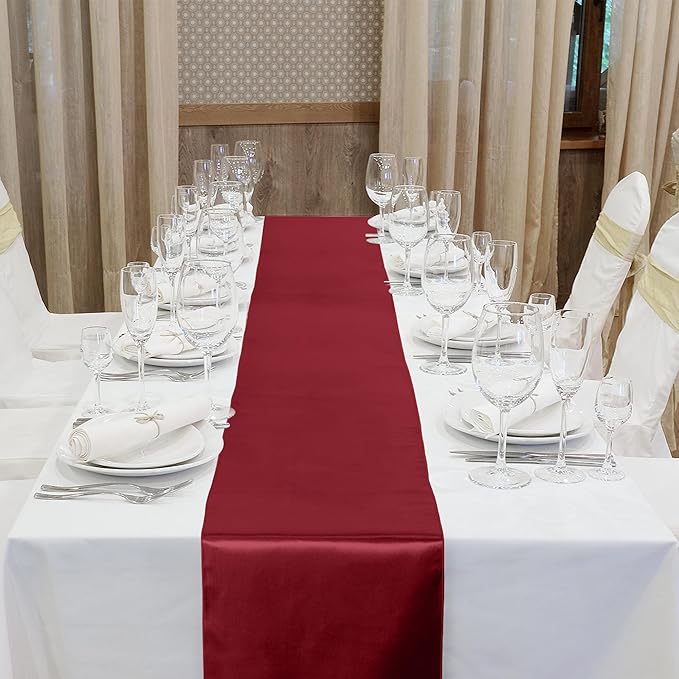 ANECO 4 Pack Satin Table Runner 12 x 108 Inch Long Bright Silk and Smooth Fabric Party Table Runner for Wedding Banquet Party Decoration