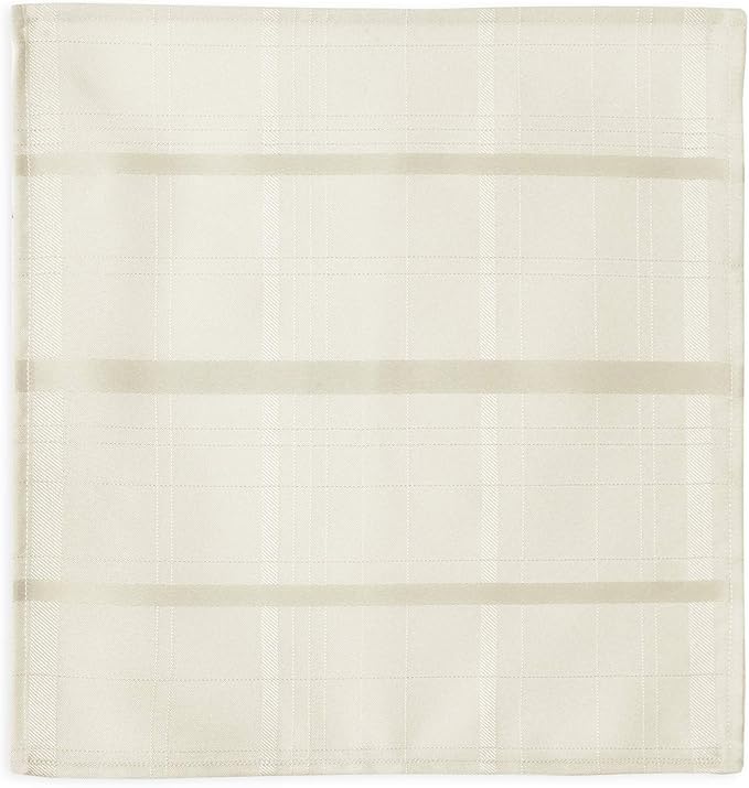 Newbridge Set of 4 Square Fabric Napkins, Elegance Plaid, 100% Polyester, No Iron Soil Resistant Dining Room, Party and Banquet Napkins, Solid Textured, Beige