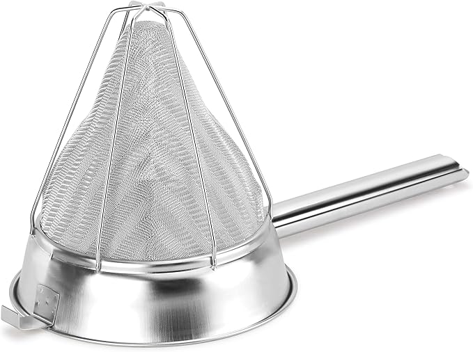 New Star Foodservice 38071 Stainless Steel Reinforced Bouillon Strainer, 8-Inch