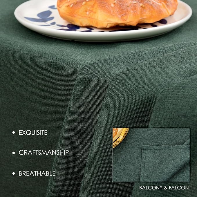 BALCONY & FALCON Table Cloth ??Waterproof, Wrinkle Resistant & Washable Rectangle Tablecloth and Table Cover for Dining Room, Kitchen, Outdoor, Party & Birthday Use (Hunter Green, 57" x 85")