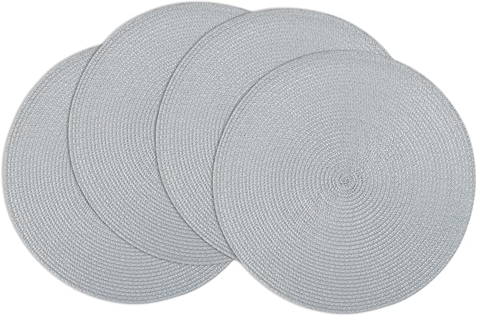 Winknowl Round Braided Placemats Set of 4 Washable Woven Heat Resistant Table Mats for Kitchen Dining Tables 15 inch Round Place Mats (Light Gray,4pcs)