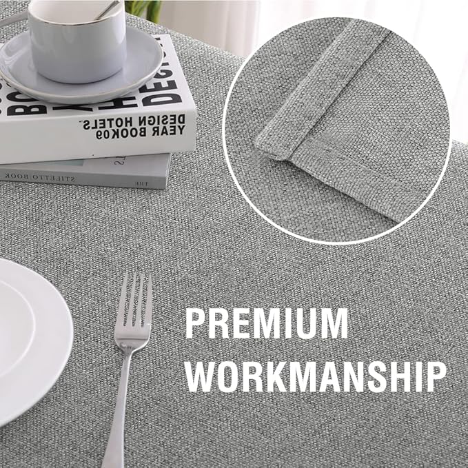 H.VERSAILTEX Linen Textured Tablecloth 54 x 54 Waterproof Decorative Table Cloth Spill-Proof Linen Look Cover for Party Table Extra Soft and Thick Fabric Wrinkle Free, Heather Gray
