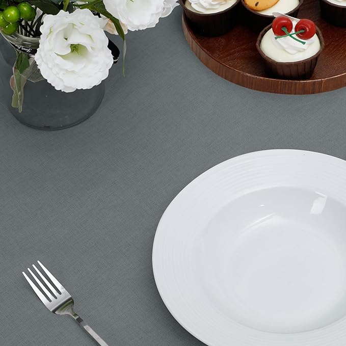 Easy-Going Faux Linen Waterproof Spill-Proof Tablecloth Stain Resistant Rectangle Table Cloth Wrinkle Free Decorative Fabric for Kitchen, Dining, Party, Weddings, Restaurants (60x120 in, Dark Grey)