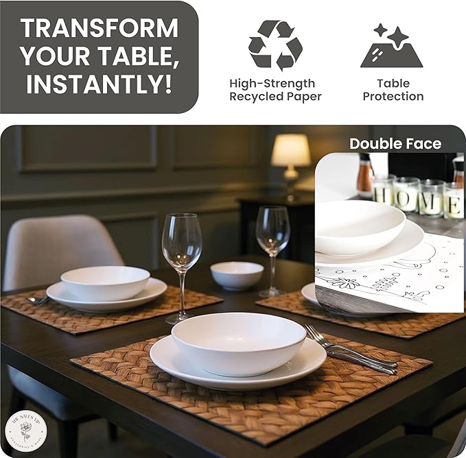 Disposable Paper Placemats for Dining Table ??Spring Design ??Table Mats ??Party & Easter Place Mats ??Recyclable Paper Placemats Disposable Bulk 100-Pack