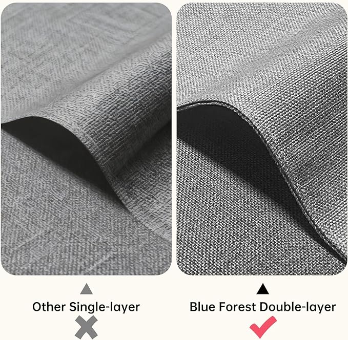Blue Forest | Rectangular Faux Linen Placemats Set of 4 | Dual- Layered Thickened for Durability | Heat Resistant | Machine Washable | Wrinkle Free for Easy Care Indoor/Outdoor Use - Light Grey