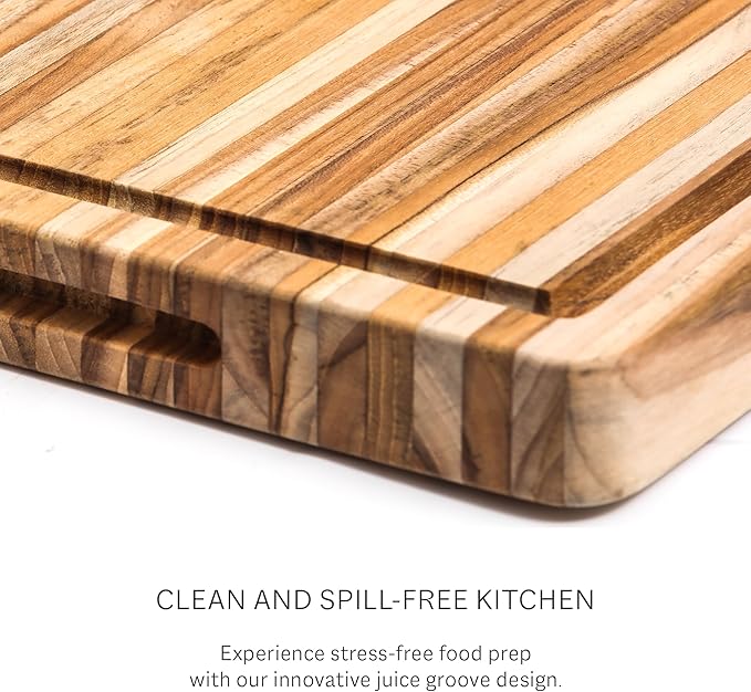 Teakhaus Cutting Board - Medium (M) Wood Cutting Board with Juice Groove - Holiday Gift Ideas for Men and Women - Gift-Ready, Reversible, Edge Grain Wood, Knife Friendly - FSC Certified