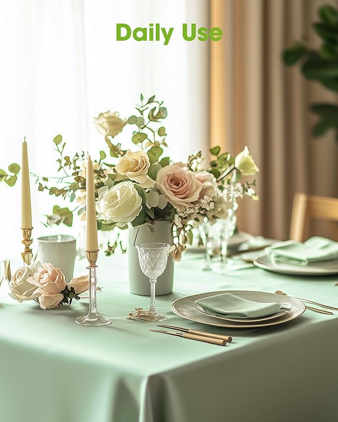Pureegg Plastic Table Cloth Disposable 12 Pack, 54 x 108 Inch Table Cloths, Easter Party, Decorative Tablecloths, Rectangle, Light, Pastel Plastic Cover, Leakproof & Sturdy, Sage Green
