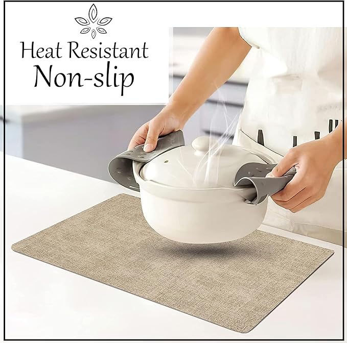 More D챕cor Faux Leather Placemats Set of 4 for Dining Table ??Waterproof, Wipeable, Washable, Stain & Heat Resistant, Non-Slip Table Mats ??12 X 17 Inch, Beige