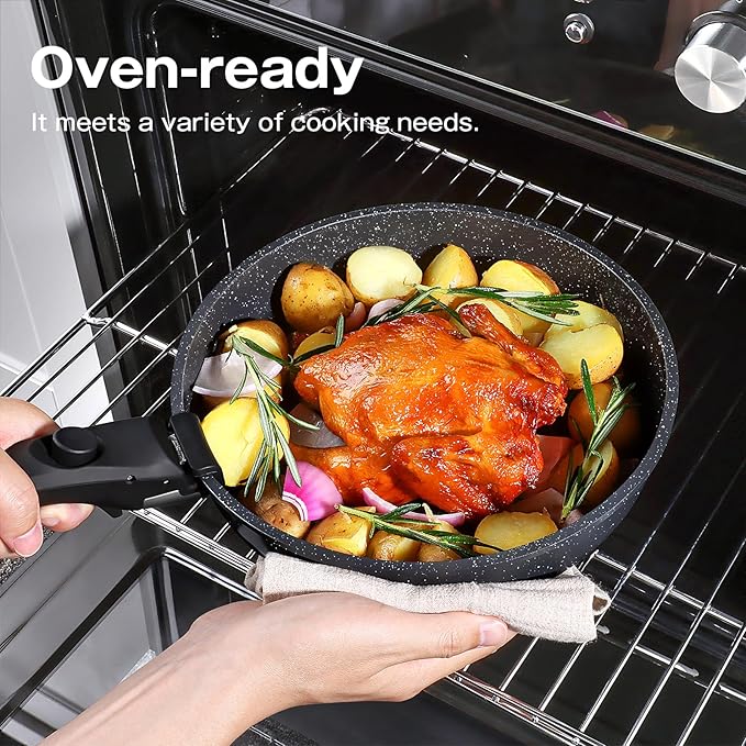 GiPP Ceramic Pots and Pans Set Non Stick, Nonstick Detachable Handle Cookware Sets, Non Toxic Induction Kitchen Pot and Pan with Removable Handle, Healthy RV Cookware, Dishwasher 竊냀ven Safe, 7 Piece