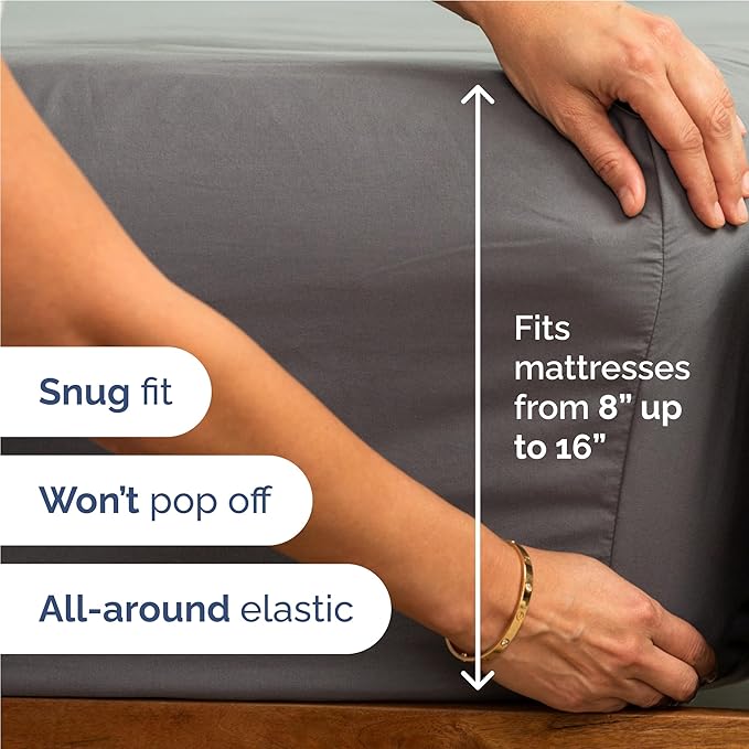 Full 6 Piece Sheet Set - Cooling and Breathable Bed Sheets - Hotel Luxury Bed Sheets for Women, Men, Kids & Teens - Bedding with Deep Pockets & Easy Fit - Soft and Wrinkle Free - Full Dark Grey Sheets