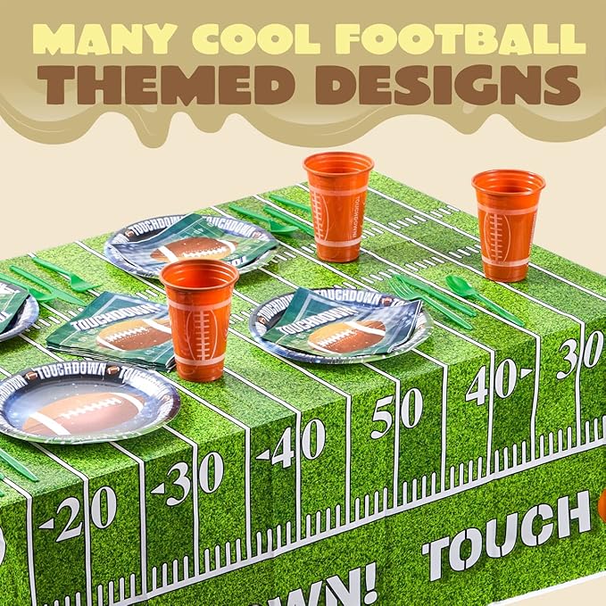 JOYIN 2 PCS Football Table Cover (54??72") for Football Party Touchdown Tablecloth, Game Day Table Covers, Tailgate Table Cover Plastic Party Supplies