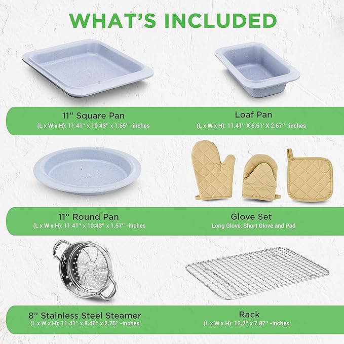 NutriChef 22?멠iece Non?멣tick Ceramic Pots and Pans Set ??For All Cooktops Including Induction ??PTFE & PFAS Free, Includes Bakeware & Utensils