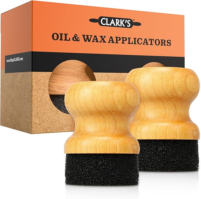 CLARK'S Food Grade Mineral Oil & Wax Applicator for Round Wood Cutting Board Pack of 2, Butcher Blocks, Bamboo, and Utensils ??USA Maple Construction