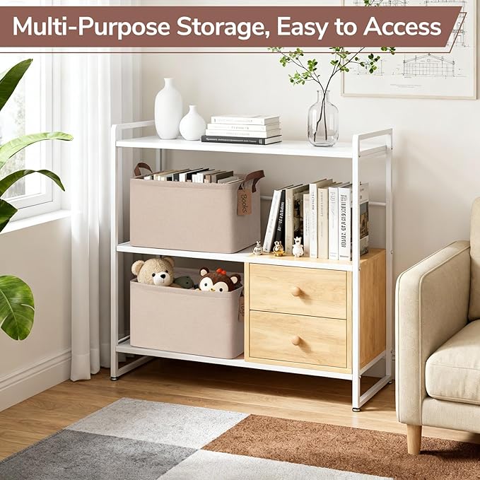 CHICVITA 4 Pack Large Storage Baskets for Shelves, Collapsible Towels Organizer Bins with Metal Frame, Closet Organizers and Storage Basket for Toys, Blankets, 16.8" x 11" x 9.8", Brown