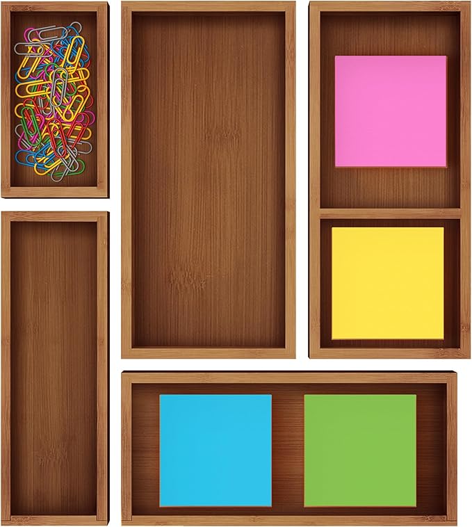 ROYAL CRAFT WOOD Premium Carbonized Bamboo Sticky Note Holder ??Elegant & Durable Post-It Note Dispenser for Office Desk Organization