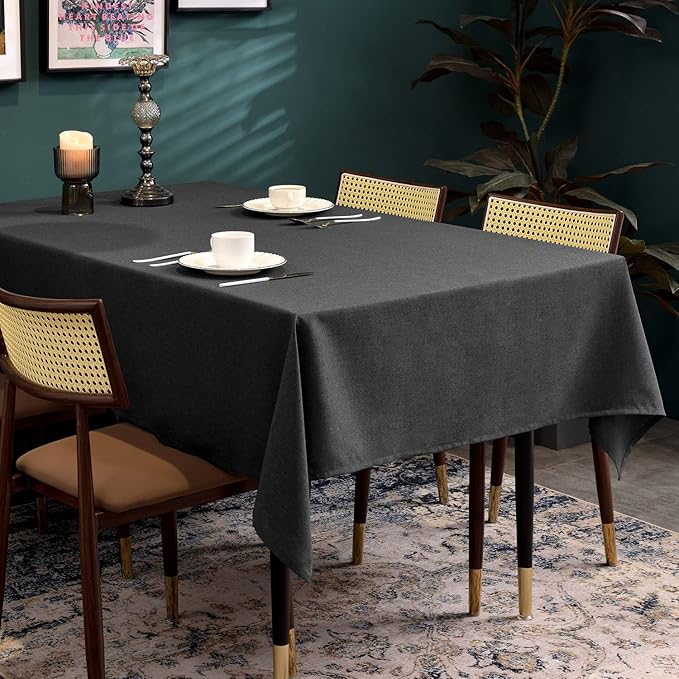 BALCONY & FALCON Table Cloth for 6 Foot Rectangle Tables ??Waterproof, Wrinkle-Free Farmhouse Tablecloth for Dining, Kitchen, Wedding, Baby Shower & Holiday Gatherings (Dark Gray, 55" x 95")