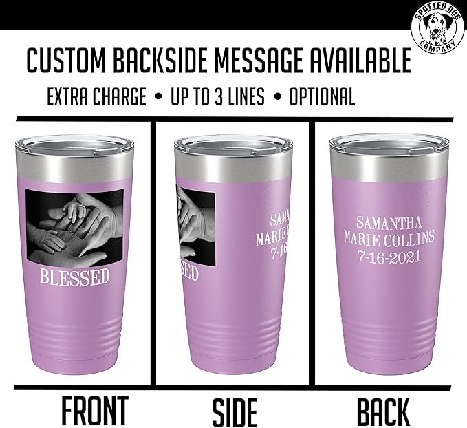 Personalized 20oz (17 Colors) Photo Picture Printed Insulated Stainless Steel Powder Coated Tumbler with Lid ??Customized Mom Mother's Day Gift Gift for Men, Custom Mum Women Dad Men (Light Purple)