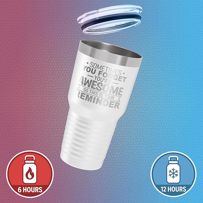 Spotted Dog Company Inspirational Tumbler, Inspirational Gifts for Men Dad Father Wife Sister Women, Birthday For Him Her, You?셱e Awesome Tumbler, Teacher Coworker Gifts 30oz White
