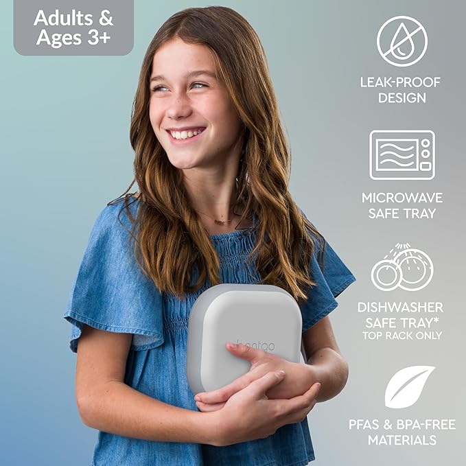 Bentgo Chill Mini Leak-Proof Lunch Box ??Built-In Ice Pack Keeps Food Cold, 2.7-Cup Capacity for Snacks or a Sandwich, 3 or 4 Compartments, PFAS & BPA-Free, Ideal for Adults & Kids 3+ (Crisp Grays)