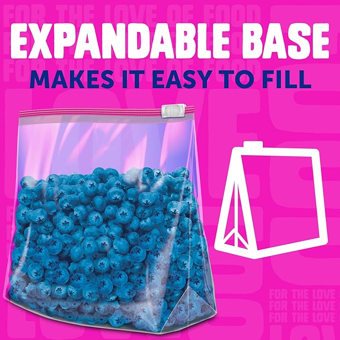 Ziploc Quart Food Storage Slider Bags, Durable, 22 Count (Packaging May Vary)