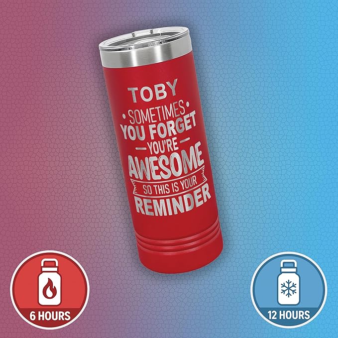 Personalized Inspirational Tumbler, Inspirational Gifts for Men Dad Father Wife Sister Women, Custom Birthday For Him Her, Customized You?셱e Awesome Tumbler, Teacher Coworker Gifts 22oz Red