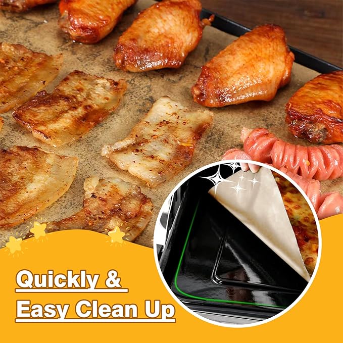 Air Fryer Paper Liners, 100 PCS Unbleached Parchment Paper Air Fryer Liners Disposable Compatible with BLACK+DECKER 8-Slice Extra Wide Convection Toaster Oven, 13" X 7"