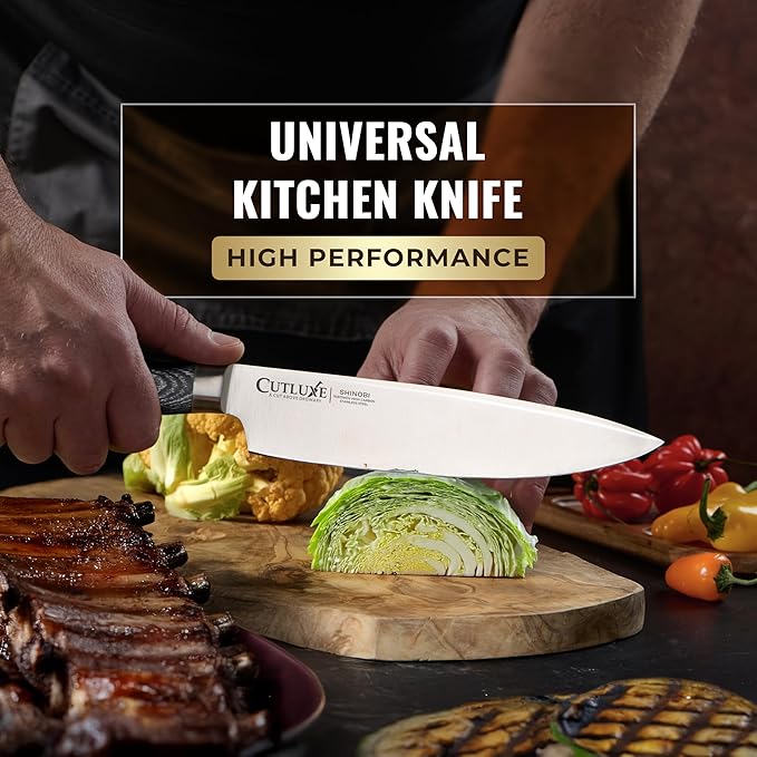 Cutluxe 5-Piece Chef Knife Set ??Ultra Sharp Japanese Kitchen Knives, High Carbon Stainless Steel Blades, Full Tang Pakkawood Handles ??Shinobi Series
