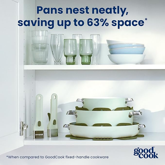 GoodCook Removable Handle ??Replacement for GoodCook Removable Handle Ceramic Cookware Set, Detachable, Secure Click-On Heat-Resistant, Durable & Easy to Attach, 1-Piece, Sage Green