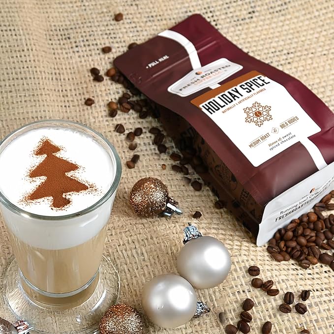 Fresh Roasted Coffee, Holiday Spice Flavored Coffee, 12 oz, Medium Roast, Kosher, Ground