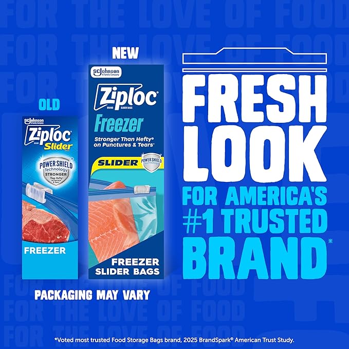 Ziploc Quart Food Storage Freezer Slider Bags, 136ct Total, Durable, 34 Count, 4 Pack (Packaging May Vary)