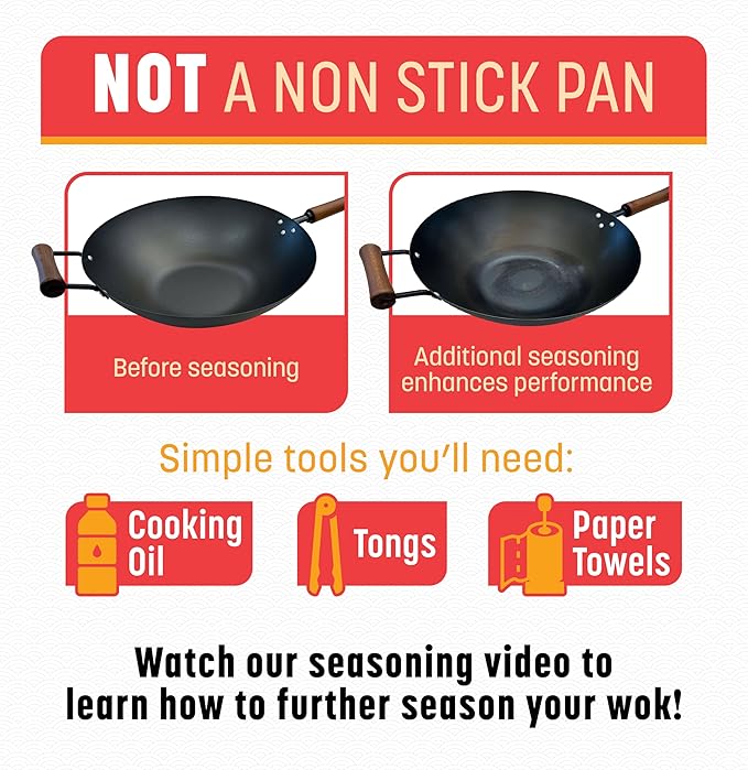 Joyce Chen Classic Series 12-Inch Preseasoned Carbon Steel Stir Fry Pan