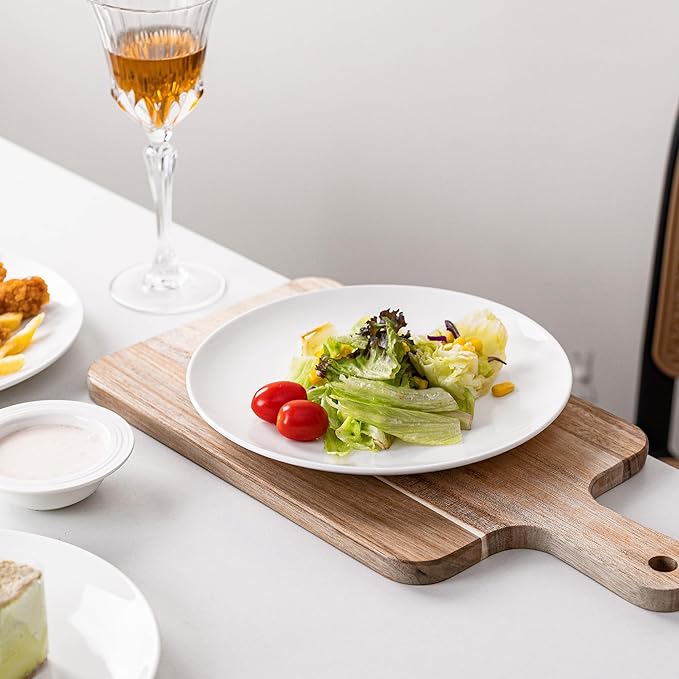 White Salad Plates Set of 6, 8.5 Inch Ceramic Plates ??White Porcelain Appetizer & Dessert Plates for Kitchen, Salad, Snack & Everyday Use, Microwave & Dishwasher Safe