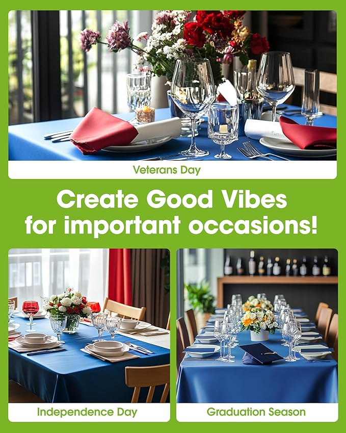 Pureegg Plastic Table Cloth Disposable 12 Pack, 54 x 108 Inch Table Cloths, Graduation Decorations Class of 2025, Graduation Party Tablecloths, Rectangle, Plastic Cover, Leakproof & Sturdy, Blue