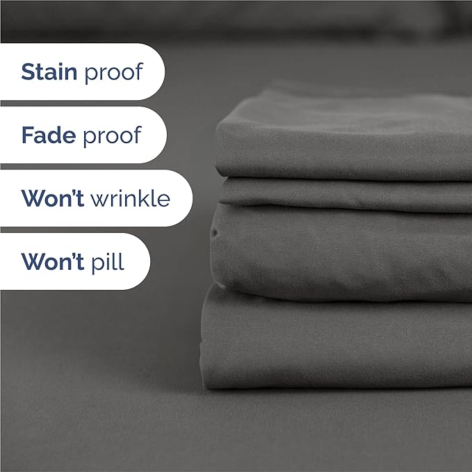 King 6 Piece Sheet Set - Cooling & Breathable Bed Sheets - Hotel Luxury Bed Sheets for Women, Men, Kids & Teens - Comfy Bedding w/Deep Pockets & Easy Fit - Soft & Wrinkle Free - King Charcoal Sheets