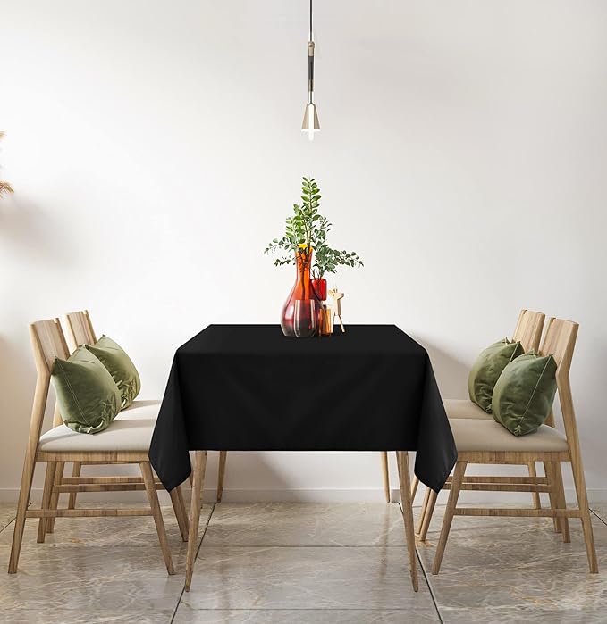 Utopia Kitchen Rectangle Table Cloth 2 Pack(90x156 Inches, Black), Tablecloth Machine Washable, Polyester Table Cover for Dining, Buffet Parties, Picnics, Events, Weddings and Restaurants