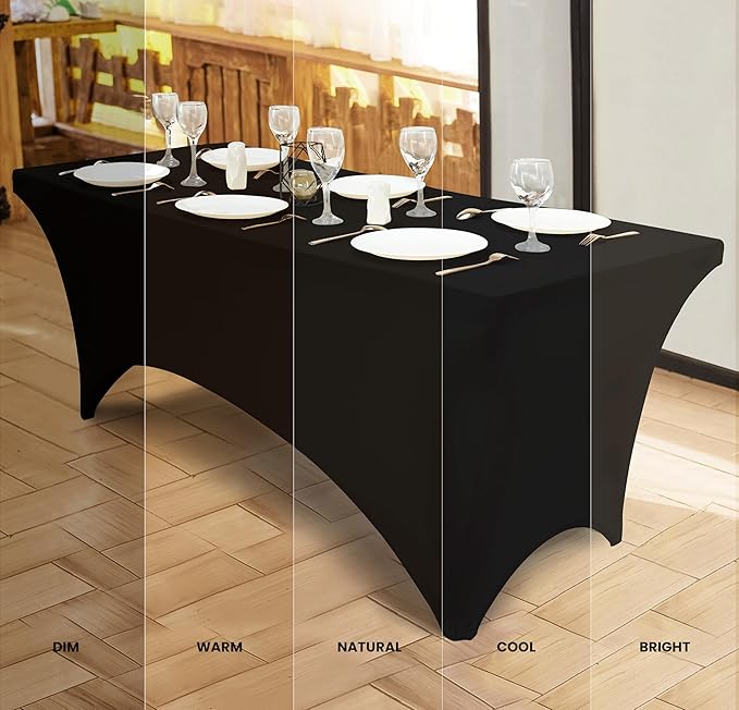 Utopia Kitchen Spandex Tablecloth 10 Pack [8FT, Black] Tight, Fitted, Washable and Wrinkle Resistant Stretch Table Cloth Rectangle Cover for Trade Show, Weddings & Parties [96Lx30Wx30H Inch]