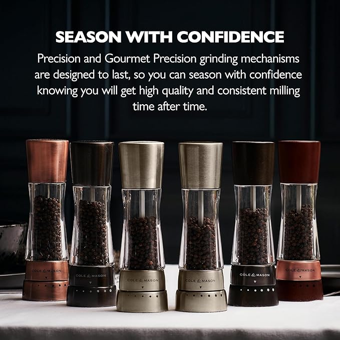 COLE & MASON Derwent Salt Grinder - Gunmetal Mill Includes Gourmet Precision Mechanism and Premium Sea Salt