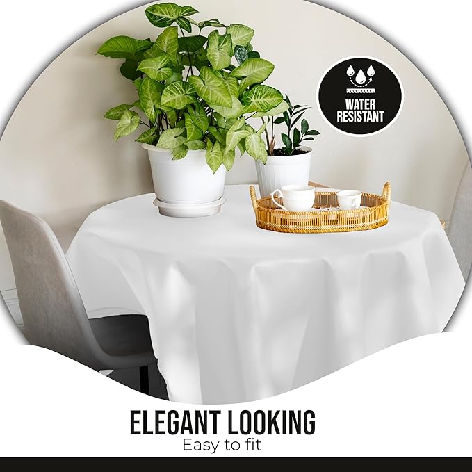 Party Solids 12-Pack White Round Plastic Tablecloth Disposable ??Size: 60 Inches ??Round Plastic Table Cloths for Parties, Picnics & Formal Events