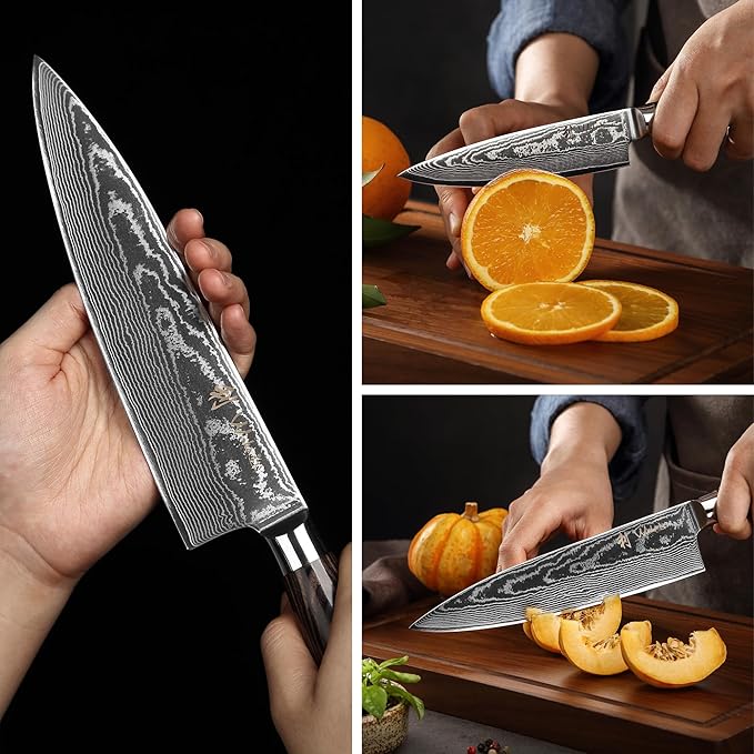 Wakoli EDIB Essentials 2-Piece Damascus Chef Knife Set ??Professional Kitchen Knives with 67-Layer VG10 Core Steel, Ergonomic Pakkawood Handles ??Premium Cooking Knives in Gift Box