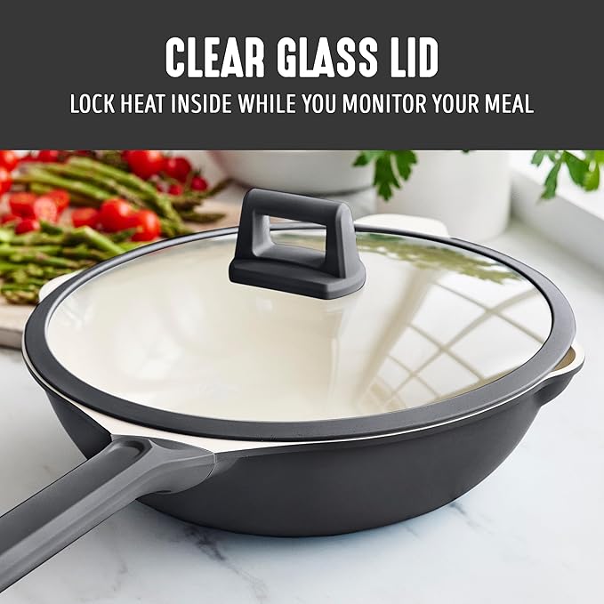 GreenLife Nonstick 12??(5QT) All in One Deep Skillet Wok with Lid, PFAS-Free Non-Toxic Ceramic Multi-Purpose Pan, Induction, All Stovetop, Egg, Stir Fry, Saute, Stay Cool Handle, Graphite