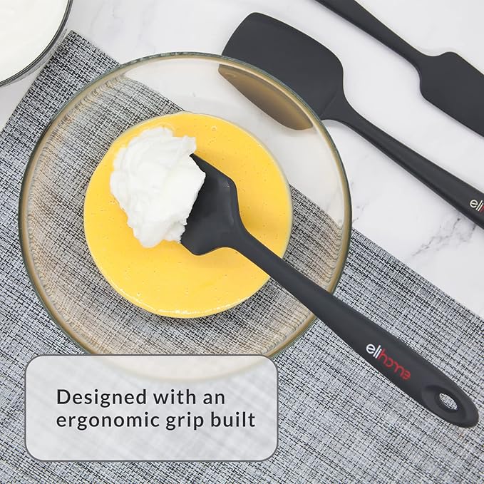 Elihome Chef Series 3 Piece Silicone Spatula Set - 600째F Heat Resistant Non Stick Rubber Kitchen Scraper Spatulas for Cooking, Baking, and Mixing ??BPA Free and LFGB Certified Silicone (Grey)