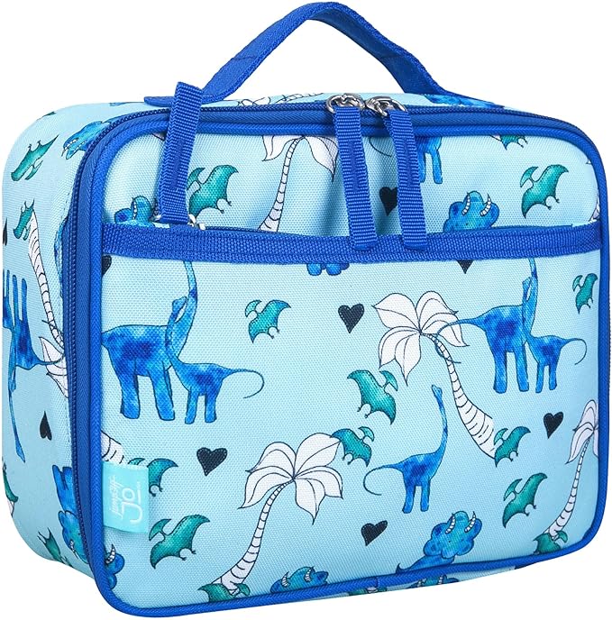 Wildkin JumpOff Jo Insulated Lunch Box ??Durable, Reusable for Kids ??Blue Dino