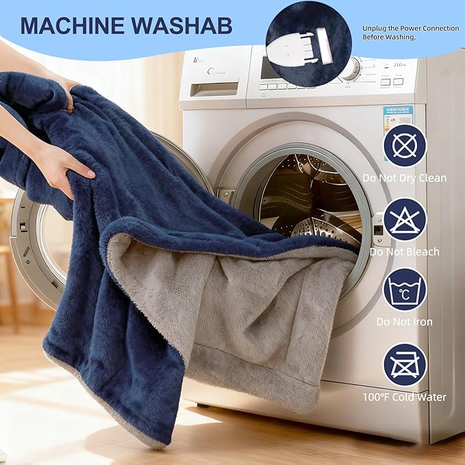 Electric Heated Blanket Queen 84"x90" Soft Dual-Sided Flannel Fast Heating 12 Heat Levels 1??2H Timer & Overheat Protection & Auto Shut-Off & ETL FCC & Machine Washable (Queen 84"x90")
